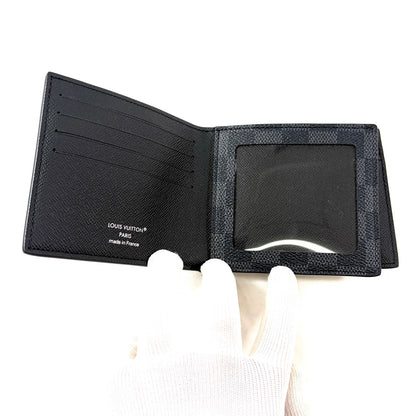 E3661 ルイヴィトン N60053 ポルトフォイユ･アメリゴ NM ダミエグラフィット 二つ折り 財布 ウォレット メンズ ブラック ICチップ