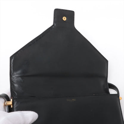 A1621 セリーヌ 馬車金具 ショルダーバッグ ブラック レザー