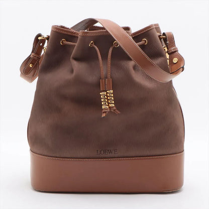 A2546 LOEWE ロエベ ベラスケス 巾着 レザー ショルダーバッグ ブラウン