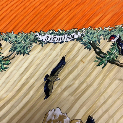 エルメス 四川省 カレ90 プリーツ パンダ スカーフ シルク タグ有 【買い戻し対象】 B3152