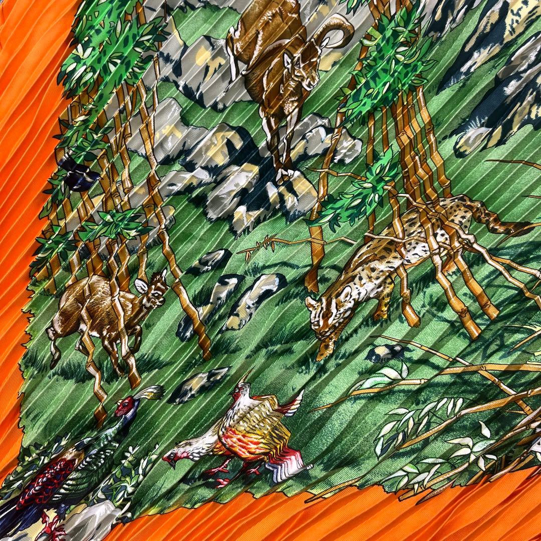 エルメス 四川省 カレ90 プリーツ パンダ スカーフ シルク タグ有 【買い戻し対象】 B3152